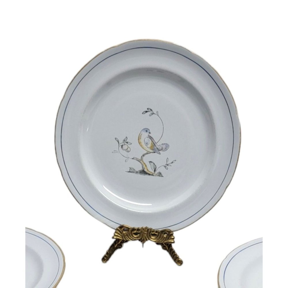 5 Pc Vtg Copeland Spode Queen's Bird Salad Plate 8 1/2" Y4973 Blue Gray England